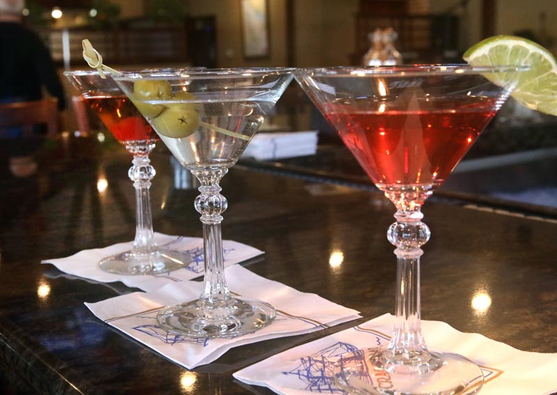 martinis on bar display