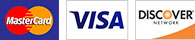 Mastercard, Visa, Discover icons